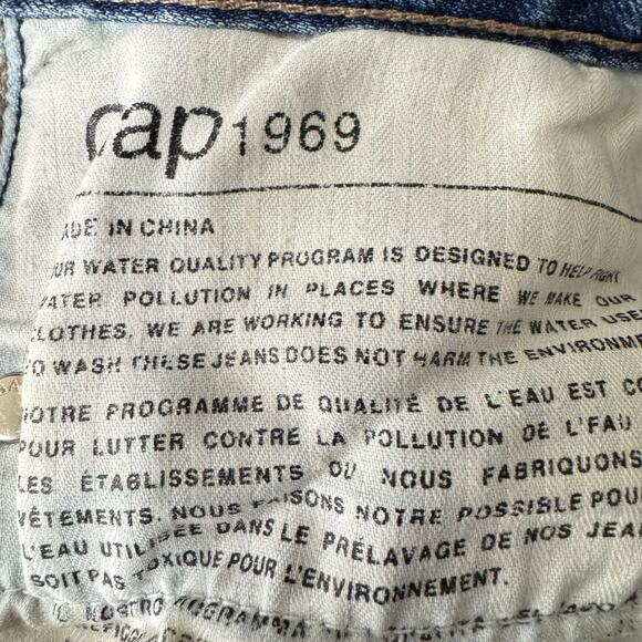Gap 1969 Real Straight Distressed  Low Rise Medium Washed Jeans Size 27 - Picture 7 of 9